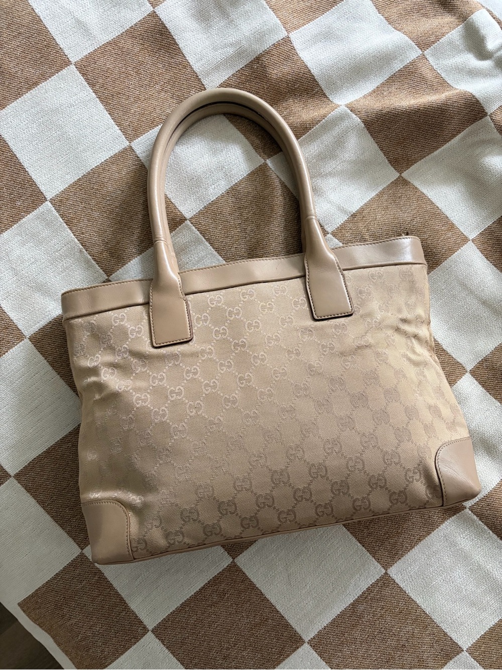 Gucci Tan Monogram Canvas Tote